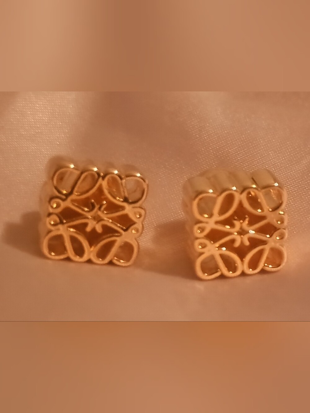 Make An Offer 🫴 New In Bag - Faux Loewe Gold  Filigree Square Stud Earrings